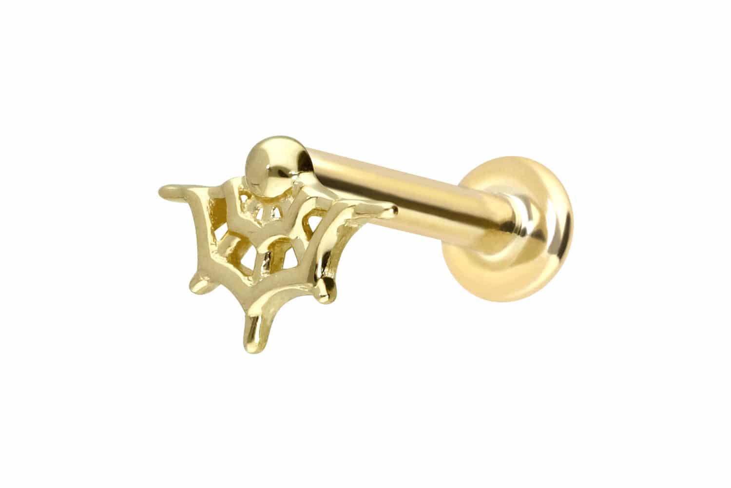 14 Karat Gold Labret Piercing mit Push Fit SPINNENNETZ